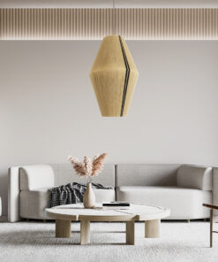 GloboStar® SALERNO 02077 Boho Κρεμαστό Φωτιστικό Οροφής Μονόφωτο 1 x E27 AC220-240V IP20 – Φ50 x Υ80cm – Μπεζ με Μαύρο Λεπτό Νήμα Βαμβακερό Πλέγμα Καμπάνα – 5 Χρόνια Εγγύηση