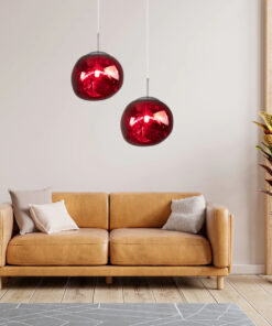 GloboStar® DIXAR 00763 Μοντέρνο Κρεμαστό Φωτιστικό Οροφής Μονόφωτο 1 x E27 Γυάλινο Κόκκινο Φ36 x Υ45cm