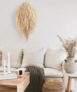 GloboStar® ARCHIPELAGO 01747 Μοντέρνο Κρεμαστό Φωτιστικό Οροφής Μονόφωτο 1 x E27 Μπεζ Μπαμπού Πλέγμα Φ30 x Υ63cm