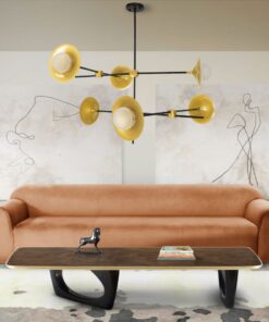 GloboStar® JOLIET 00780 Μοντέρνο Φωτιστικό Οροφής Πολύφωτο 6 x G9 AC 230V Μαύρο – Χρυσό Μεταλλικό Πλέγμα Φ93 x Υ87cm