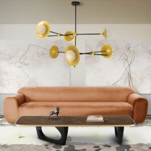 GloboStar® JOLIET 00780 Μοντέρνο Φωτιστικό Οροφής Πολύφωτο 6 x G9 AC 230V Μαύρο – Χρυσό Μεταλλικό Πλέγμα Φ93 x Υ87cm