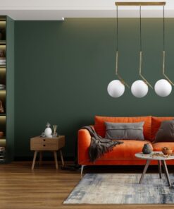 GloboStar® MONROE 00955 Μοντέρνο Κρεμαστό Φωτιστικό Οροφής Τρίφωτο 3 x E27 Χρυσό – Λευκό Μεταλλικό Μπάλα Μ74 x Π25 x Υ50cm