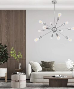 GloboStar® MILANO 01487 Μοντέρνο Industrial Φωτιστικό Οροφής Πολύφωτο 12 x E27 Ασημί Νίκελ Μεταλλικό Φ80 x Y78cm