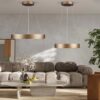 GloboStar® SALEM 61244 Κρεμαστή Πλαφονιέρα Οροφής Δαχτυλίδι-Κύκλος LED CCT 75W 8625lm 120° AC 220-240V – Εναλλαγή Φωτισμού μέσω Τηλεχειριστηρίου All In One Ψυχρό 6000k+Φυσικό 4500k+Θερμό 2700k Dimmable Φ45cm – Καφέ Χάλκινο – 3 Years Warranty
