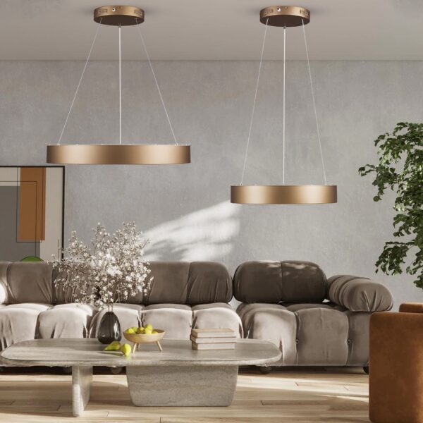 GloboStar® SALEM 61244 Κρεμαστή Πλαφονιέρα Οροφής Δαχτυλίδι-Κύκλος LED CCT 75W 8625lm 120° AC 220-240V – Εναλλαγή Φωτισμού μέσω Τηλεχειριστηρίου All In One Ψυχρό 6000k+Φυσικό 4500k+Θερμό 2700k Dimmable Φ45cm – Καφέ Χάλκινο – 3 Years Warranty