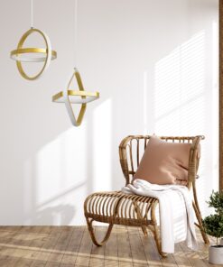 GloboStar® ROSE 61066 Κρεμαστό Φωτιστικό Οροφής Design LED CCT 22W 2640lm 300° AC 220-240V – Εναλλαγή Φωτισμού μέσω Διακόπτη On/Off All In One Ψυχρό 6000k+Φυσικό 4500k+Θερμό 2700k Μ24 x Π22 x Υ24cm – Χρυσό Βούρτσας