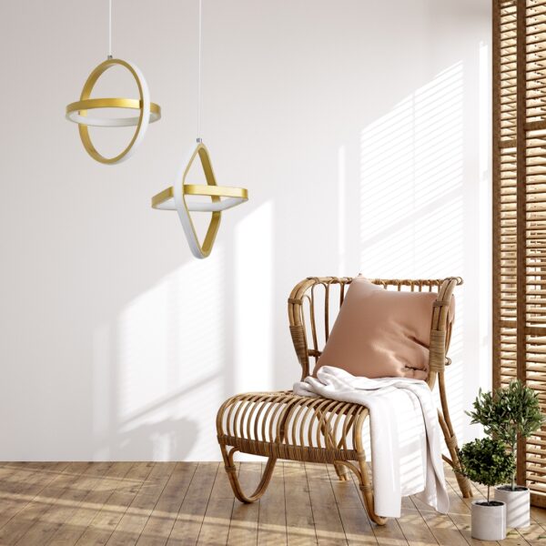 GloboStar® ROSE 61066 Κρεμαστό Φωτιστικό Οροφής Design LED CCT 22W 2640lm 300° AC 220-240V – Εναλλαγή Φωτισμού μέσω Διακόπτη On/Off All In One Ψυχρό 6000k+Φυσικό 4500k+Θερμό 2700k Μ24 x Π22 x Υ24cm – Χρυσό Βούρτσας