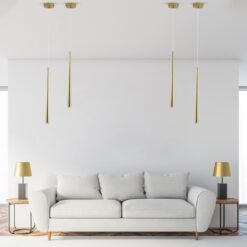 GloboStar® TEARS 61310 Κρεμαστό Φωτιστικό Οροφής Design LED CCT 3W 330lm 180° AC 220-240V – Εναλλαγή Φωτισμού μέσω Διακόπτη On/Off All In One Ψυχρό 6000k+Φυσικό 4500k+Θερμό 2700k Φ3.2 x Υ51.5cm – Χρυσό Βούρτσας – 3 Years Warranty