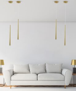 GloboStar® TEARS 61310 Κρεμαστό Φωτιστικό Οροφής Design LED CCT 3W 330lm 180° AC 220-240V – Εναλλαγή Φωτισμού μέσω Διακόπτη On/Off All In One Ψυχρό 6000k+Φυσικό 4500k+Θερμό 2700k Φ3.2 x Υ51.5cm – Χρυσό Βούρτσας – 3 Years Warranty