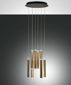 Κρεμαστό Φωτιστικό   Fabas Luce Prado LED 52W  Μαύρο – Σατινέ Ορείχαλκος Steps dimmable  5760lm Θερμό 3000K – 3685-47-209