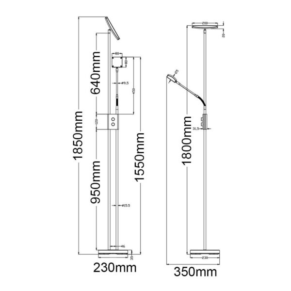 Φωτιστικό Δαπέδου Reality LED 15W  Νίκελ Ματ Μεταλλικό Dimmable 1200lm 3000K  R42562107