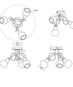 Φωτιστικό Οροφής Reality 3xE14 Νίκελ Ματ Μεταλλικό R60173007