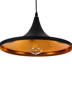 GloboStar® SHANGHAI BLACK 01025-B Μοντέρνο Κρεμαστό Φωτιστικό Οροφής Μονόφωτο 1 x E27 Μαύρο Μεταλλικό Καμπάνα Φ37 x Υ20cm