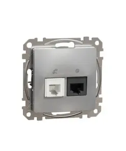 Schneider Sedna Design & Elements, RJ45-RJ11 πρίζα CAT5E UTP Αλουμίνιο – SDD113458