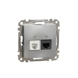 Schneider Sedna Design & Elements, RJ45-RJ11 πρίζα CAT5E UTP Αλουμίνιο – SDD113458
