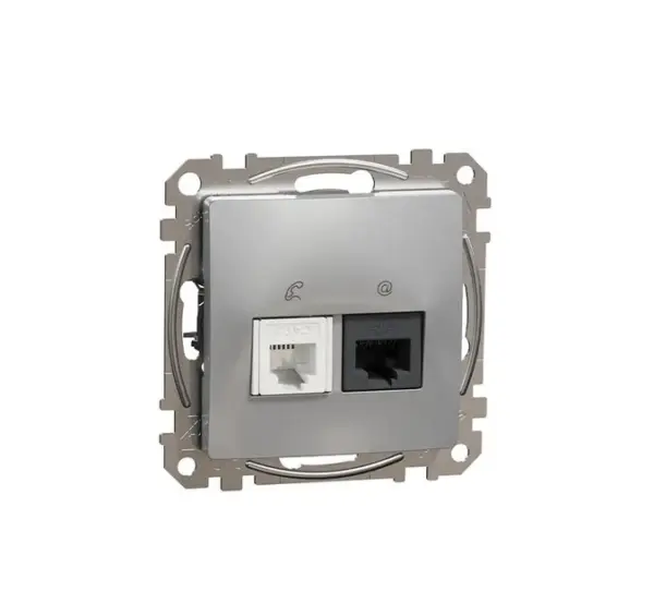 Schneider Sedna Design & Elements, RJ45-RJ11 πρίζα CAT5E UTP Αλουμίνιο – SDD113458