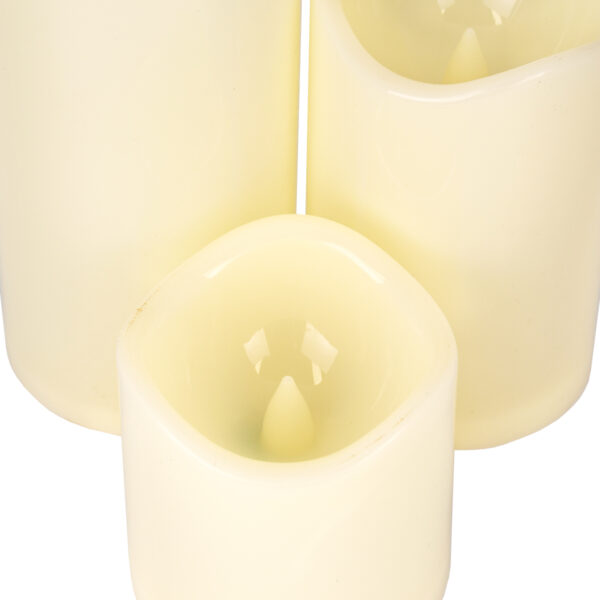 GloboStar® S-79552 ΣΕΤ 3 Διακοσμητικών Realistic Κεριών με LED – Μπαταρίας Θερμό Λευκό 3000K