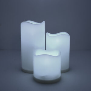 GloboStar® S-79551 ΣΕΤ 3 Διακοσμητικών Realistic Κεριών με LED – Μπαταρίας Ψυχρό Λευκό 6000K Dimmable