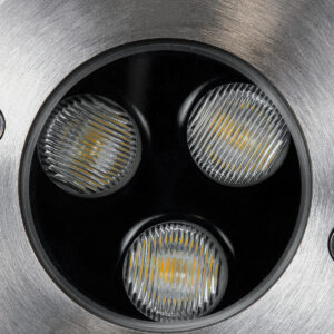 GloboStar® UNDERGROUND-FANI S-90979 Χωνευτό Φωτιστικό Σποτ Δαπέδου LED 12W 1080lm 60° DC 24V Αδιάβροχο IP68 Φ10 x Υ7.5cm Θερμό Λευκό 2700K – Ανοξείδωτο Ατσάλι