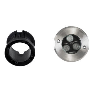 GloboStar® UNDERGROUND-FANI S-90979 Χωνευτό Φωτιστικό Σποτ Δαπέδου LED 12W 1080lm 60° DC 24V Αδιάβροχο IP68 Φ10 x Υ7.5cm Θερμό Λευκό 2700K – Ανοξείδωτο Ατσάλι