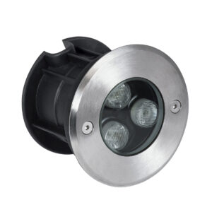 GloboStar® UNDERGROUND-FANI S-90980 Χωνευτό Φωτιστικό Σποτ Δαπέδου LED 12W 1200lm 60° DC 24V Αδιάβροχο IP68 Φ10 x Υ7.5cm Ψυχρό Λευκό 6000K – Ανοξείδωτο Ατσάλι