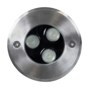 GloboStar® UNDERGROUND-FANI S-90981 Χωνευτό Φωτιστικό Σποτ Δαπέδου LED 12W 1020lm 60° DC 24V Αδιάβροχο IP68 Φ10 x Υ7.5cm RGBW DMX512 – Ανοξείδωτο Ατσάλι