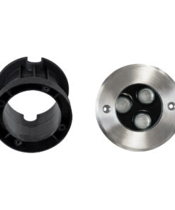 GloboStar® UNDERGROUND-FANI S-90981 Χωνευτό Φωτιστικό Σποτ Δαπέδου LED 12W 1020lm 60° DC 24V Αδιάβροχο IP68 Φ10 x Υ7.5cm RGBW DMX512 – Ανοξείδωτο Ατσάλι