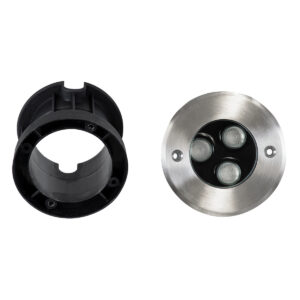 GloboStar® UNDERGROUND-FANI S-90981 Χωνευτό Φωτιστικό Σποτ Δαπέδου LED 12W 1020lm 60° DC 24V Αδιάβροχο IP68 Φ10 x Υ7.5cm RGBW DMX512 – Ανοξείδωτο Ατσάλι