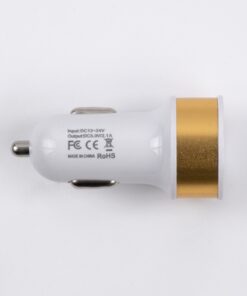 Globostar® S-90990 Χρυσός Φορτιστής Αυτοκινήτου DC 12-24V με 2 Εξόδους USB DC 5V 1.0Α & 2.1A