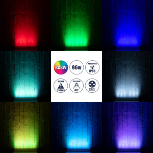 GloboStar® WASHER-DAIA S-90997 Μπάρα Φωτισμού Wall Washer LED 96W 10080lm 30° AC 230V Αδιάβροχο IP65 Μ52 x Π7.5 x Υ7cm Πολύχρωμο 4in1 RGBW DMX512 Display on Body – Ασημί