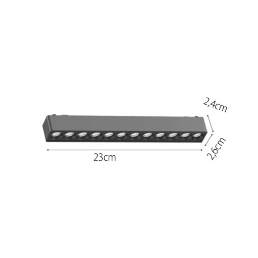InLight Φωτιστικό LED 12W 3CCT για Ultra-Thin μαγνητική ράγα σε μαύρη απόχρωση (by tuya and zigbee) D:23cmX2,4cm (T04605-BL)
