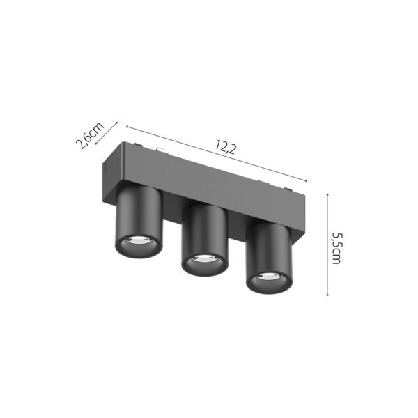 InLight Φωτιστικό LED 6W 3000K για Ultra-Thin μαγνητική ράγα σε μαύρη απόχρωση D:12,5cmX5,5cm (T03601-BL)