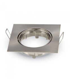 Τετράγωνο σποτ φωτιστικού μεταλλικό νίκελ για LED λάμπες, κατάλληλο για εσοχές οροφής.