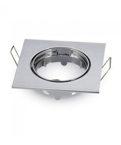 Τετράγωνο χωνευτό σποτ φωτιστικό, ασημί μεταλλικό, ιδανικό για οροφές γυψοσανίδας, μοντέρνος σχεδιασμός.