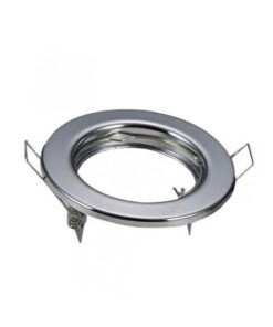 Μεταλλική βάση σποτ οροφής σε ασημί χρώμα, κατάλληλη για ενσωματωμένο φωτισμό. Ιδανική για μοντέρνα διακόσμηση.