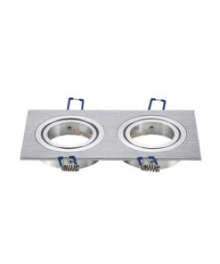 Διπλό σποτ φωτιστικό οροφής αλουμινίου, τετράγωνο σχήμα, ικανό για ενσωμάτωση σε ψευδοροφή.