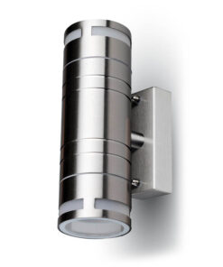 Απλίκα εξωτερικού χώρου, διπλής κατεύθυνσης φωτισμού, ανοξείδωτο ατσάλι, μοντέρνος σχεδιασμός.