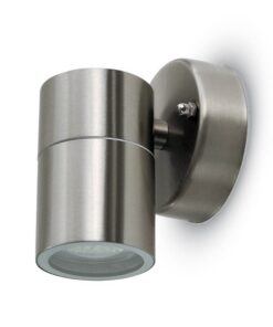 Απλίκα τοίχου εξωτερικού χώρου ασημί χρώματος, μοντέρνος σχεδιασμός, ανθεκτική στις καιρικές συνθήκες.