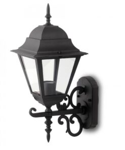 Εξωτερικό φωτιστικό τοίχου μαύρο, vintage στιλ, μεταλλικό, γυάλινα πάνελ για διακόσμηση κήπου ή βεράντας.