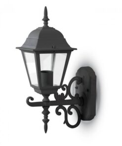 Μαύρο εξωτερικό φωτιστικό τοίχου vintage στυλ, κλασικός σχεδιασμός με γυαλί. Κατάλληλο για αυλές.