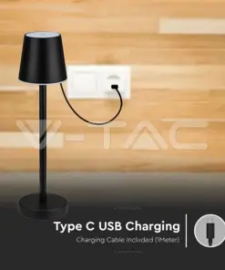LED Επαναφορτιζόμενο Πορτατιφ 3W 4000Κ Μαύρο Dimmable Αφής V-TAC – 10194