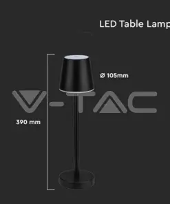LED Επαναφορτιζόμενο Πορτατιφ 3W 4000Κ Μαύρο Dimmable Αφής V-TAC – 10194