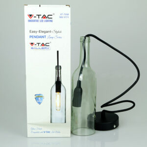 Γυάλινο φωτιστικό V-TAC με κρεμαστή λάμπα LED, κομψός σχεδιασμός. Κατάλληλο για εσωτερική διακόσμηση.