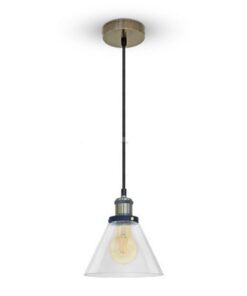 Κρεμαστό φωτιστικό με κωνικό γυαλί και εκτεθειμένο λαμπτήρα, ιδανικό για μοντέρνα διακόσμηση χώρου.