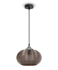 Κρεμαστό Φωτιστικό Οροφής Μονόφωτο E27 ø350 Γυαλί-Μέταλλο Μαύρο-Διάφανο V-TAC – 3880