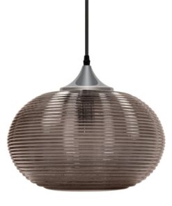 Κρεμαστό Φωτιστικό Οροφής Μονόφωτο E27 ø350 Γυαλί-Μέταλλο Μαύρο-Διάφανο V-TAC – 3880