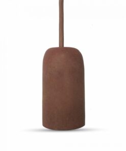 Καφέ κεραμικό κρεμαστό φωτιστικό με λιτό σχεδιασμό σε λευκό φόντο. Ιδανικό για μοντέρνους χώρους.