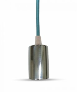 Μεταλλικό φωτιστικό κρεμαστό με μοντέρνα σχεδίαση και καλώδιο τυρκουάζ.