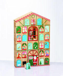 WOODEN HOUSE CALENDAR WITH DRAWERS ΔΙΑΚΟΣΜΗΤΙΚΟ 39×8.5x60cm ACA – X156006
