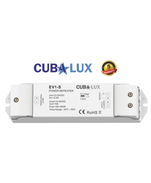 Ενισχυτής Σήματος Για Μονόχρωμη Ταινία Led 1x15A 12/24Vdc CUBALUX CL13-0938